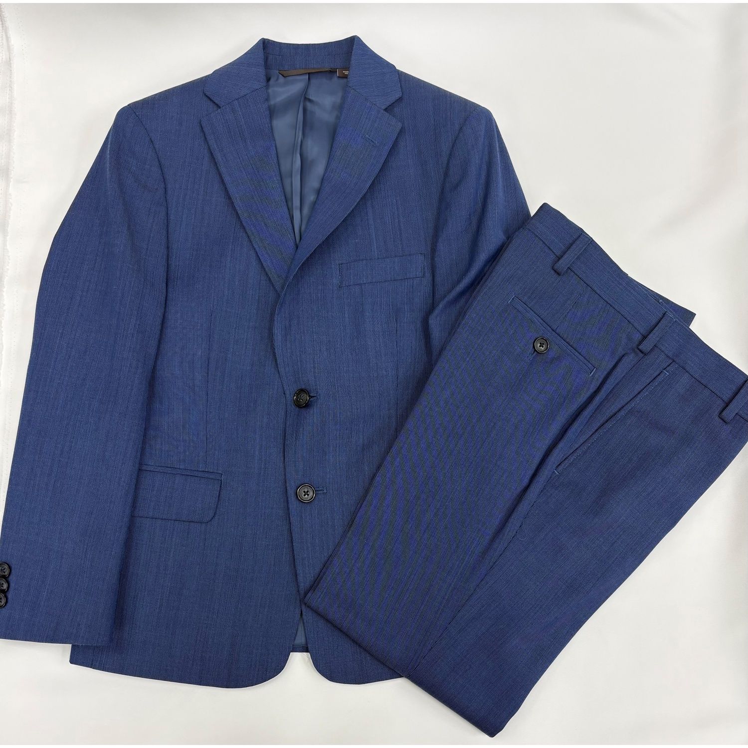 2PC MID BLUE SUIT REGULAR FIT TONE ON TONE / BKPN1YMX0001
