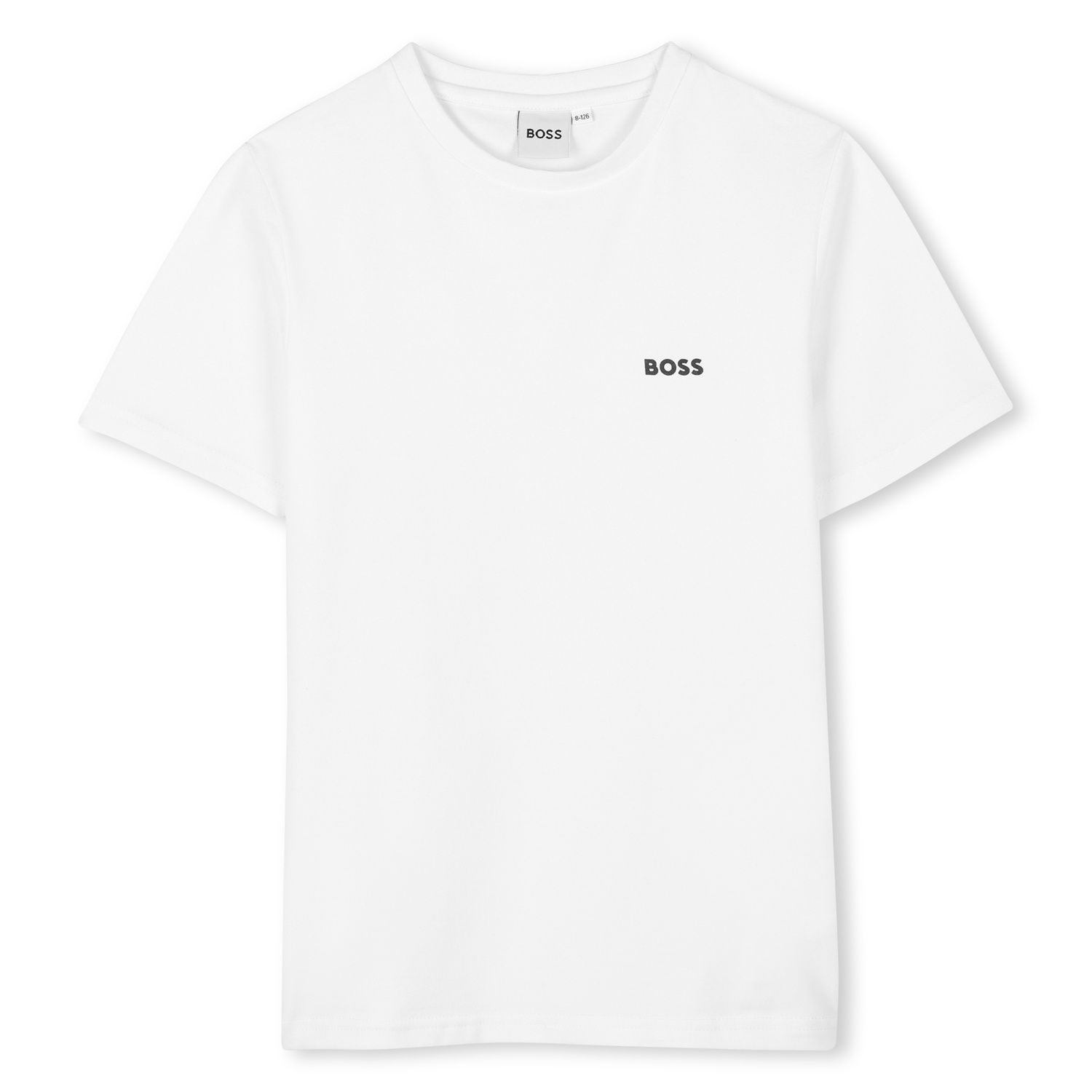 WHITE TSHIRT SHORT SLEEVE SMALL BOSS LOGO / J52680-10P