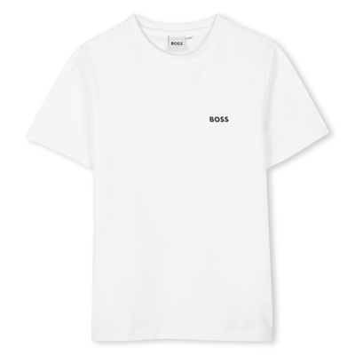 WHITE TSHIRT SHORT SLEEVE SMALL BOSS LOGO / J52680-10P