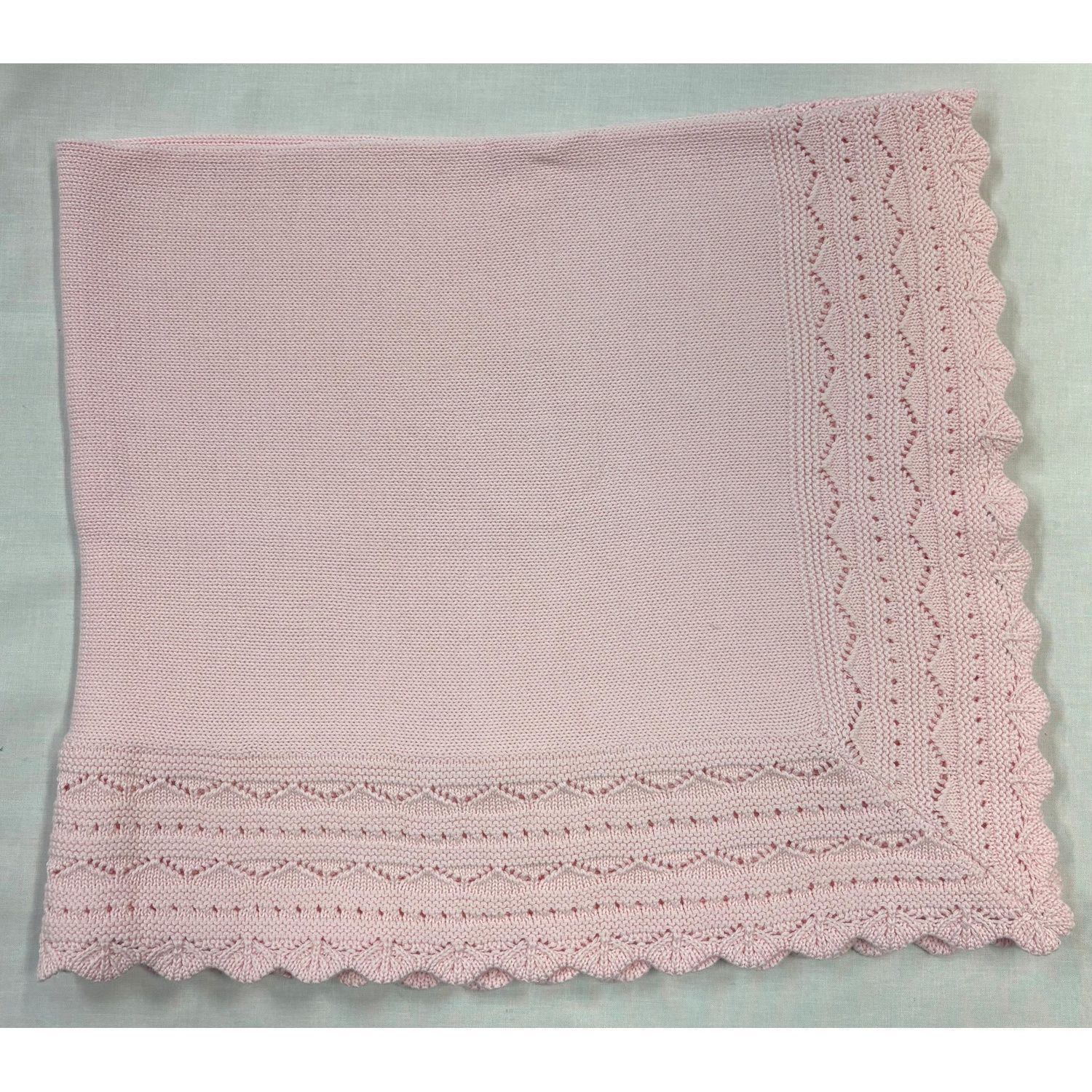 PINK KNIT BLANKET CROCHET EDGING SOLID CENTRE / 903