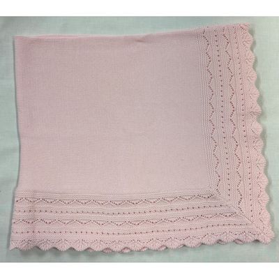PINK KNIT BLANKET CROCHET EDGING SOLID CENTRE / 903