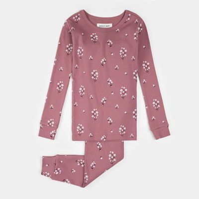 PLUM 2PC PYJAMA WHT FLOWER PRINT RIBBED / 25FRS37Q02/K