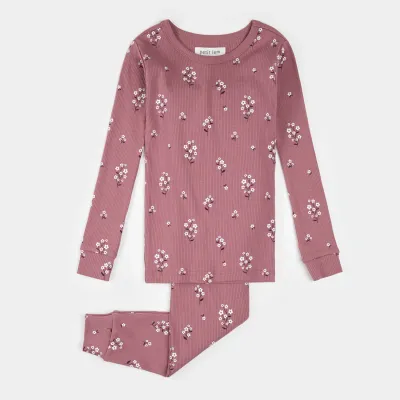 PLUM 2PC PYJAMA WHT FLOWER PRINT RIBBED / 25FRS37Q02/K