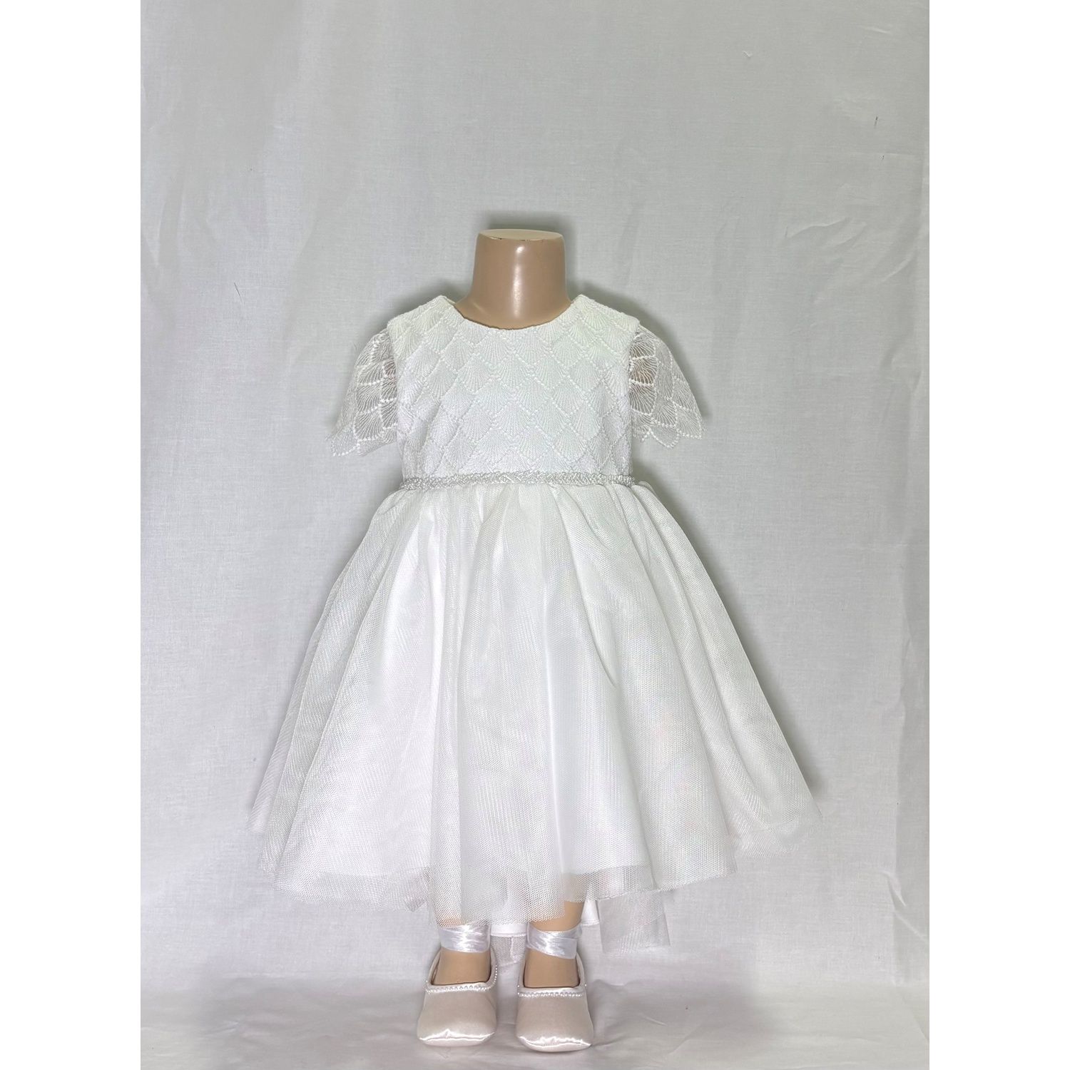 CREAM EMBROIDERED TULLE DRESS  / 5501-001