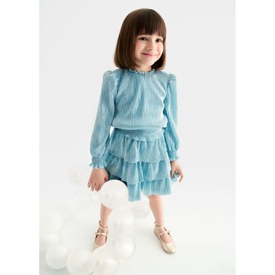 AQUA 2PC SKIRT SET PLEATED 3 FLOUNCES SKIRT / 5541-051