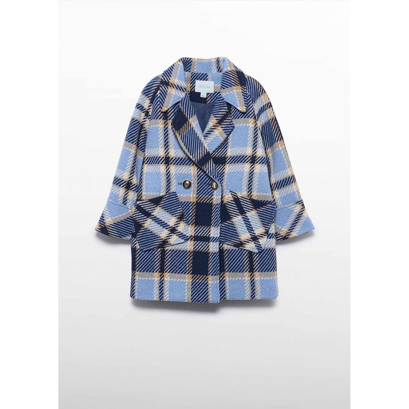 SKY BLUE PLAID COAT WITH POCKETS / 5845-004