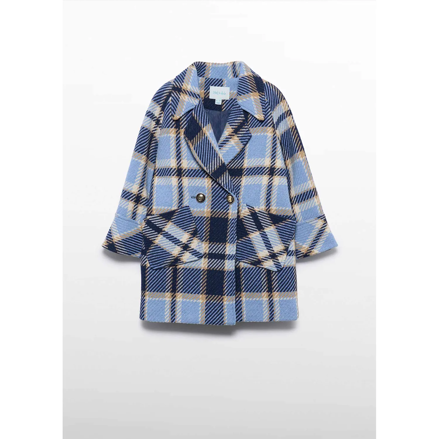 SKY BLUE PLAID COAT WITH POCKETS / 5845-004