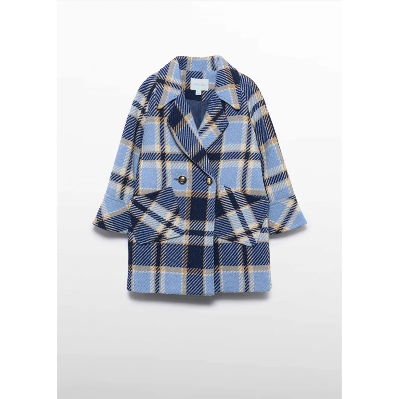 SKY BLUE PLAID COAT WITH POCKETS / 5845-004