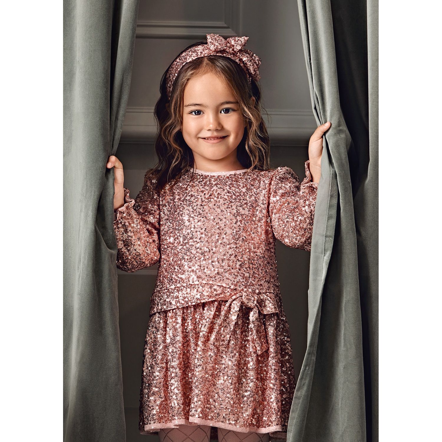 ROSE SEQUIN DRESS LONG SLEEVE / 5531-046