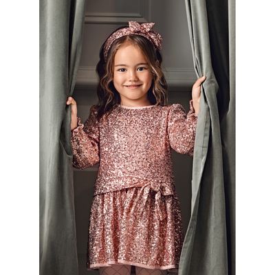 ROSE SEQUIN DRESS LONG SLEEVE / 5531-046