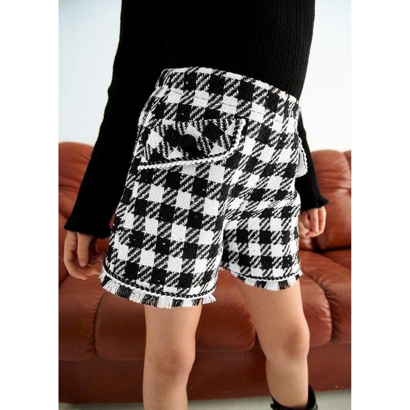 BLACK CHECK SEQUIN BERMUDA SHORTS / 5716-008