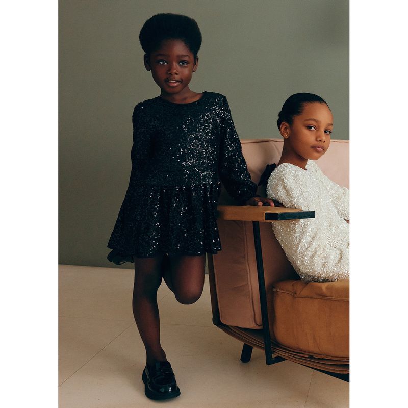 BLACK SEQUIN DRESS LONG SLEEVE / 5531-047