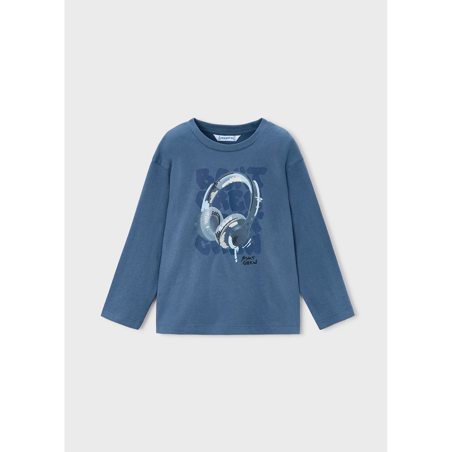 STEEL BLUE TSHIRT HEADPHONES PRINT LONG SLEEVE / 4080-096