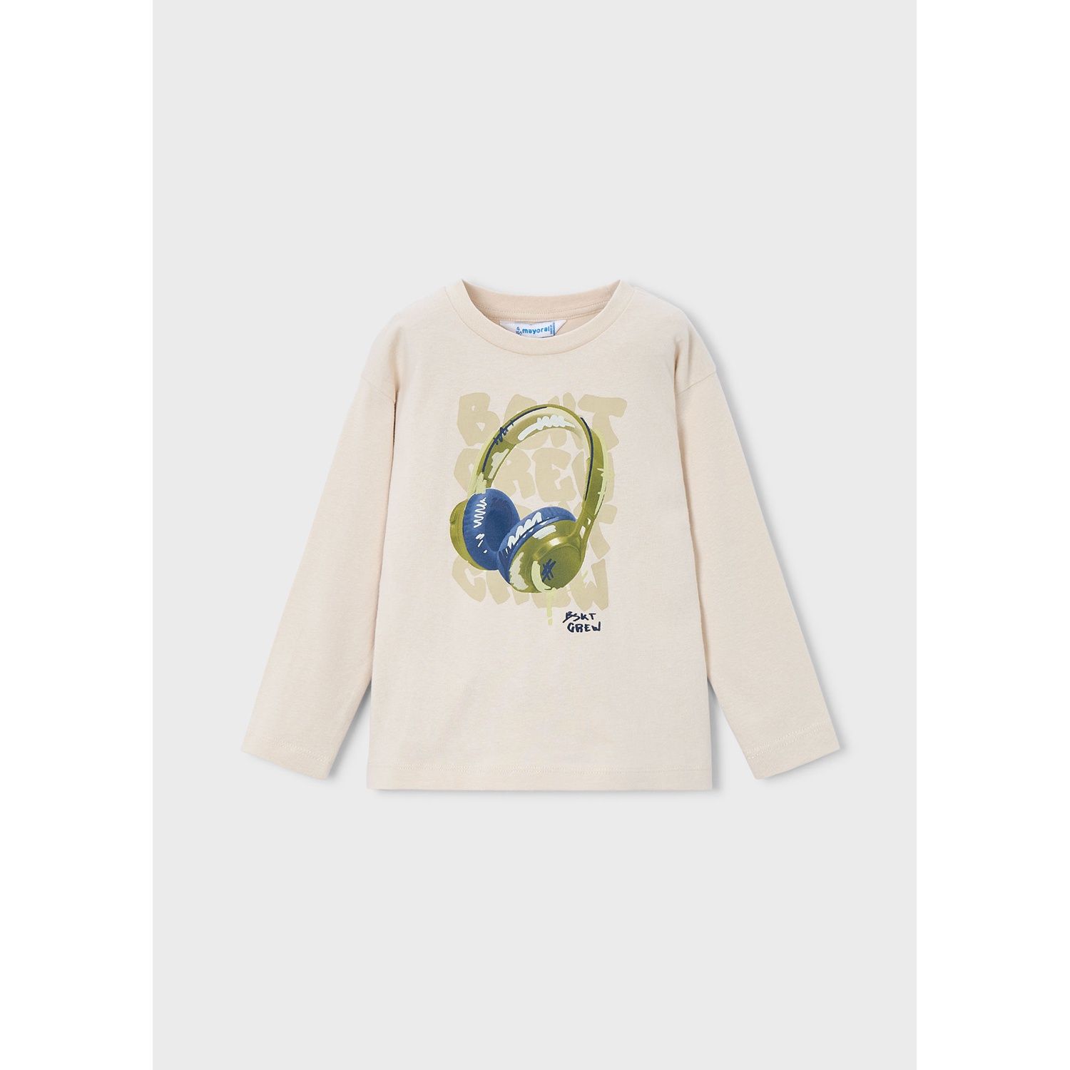 BEIGE TSHIRT HEADPHONE PRINT LONG SLEEVE / 4080-094