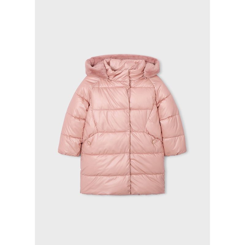 PINK HOODED COAT PUFFY REMOVABLE HOOD / 4447-060