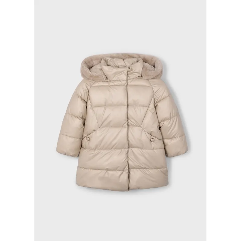TAUPE COAT REMOVALBE HOOD / 4447-059