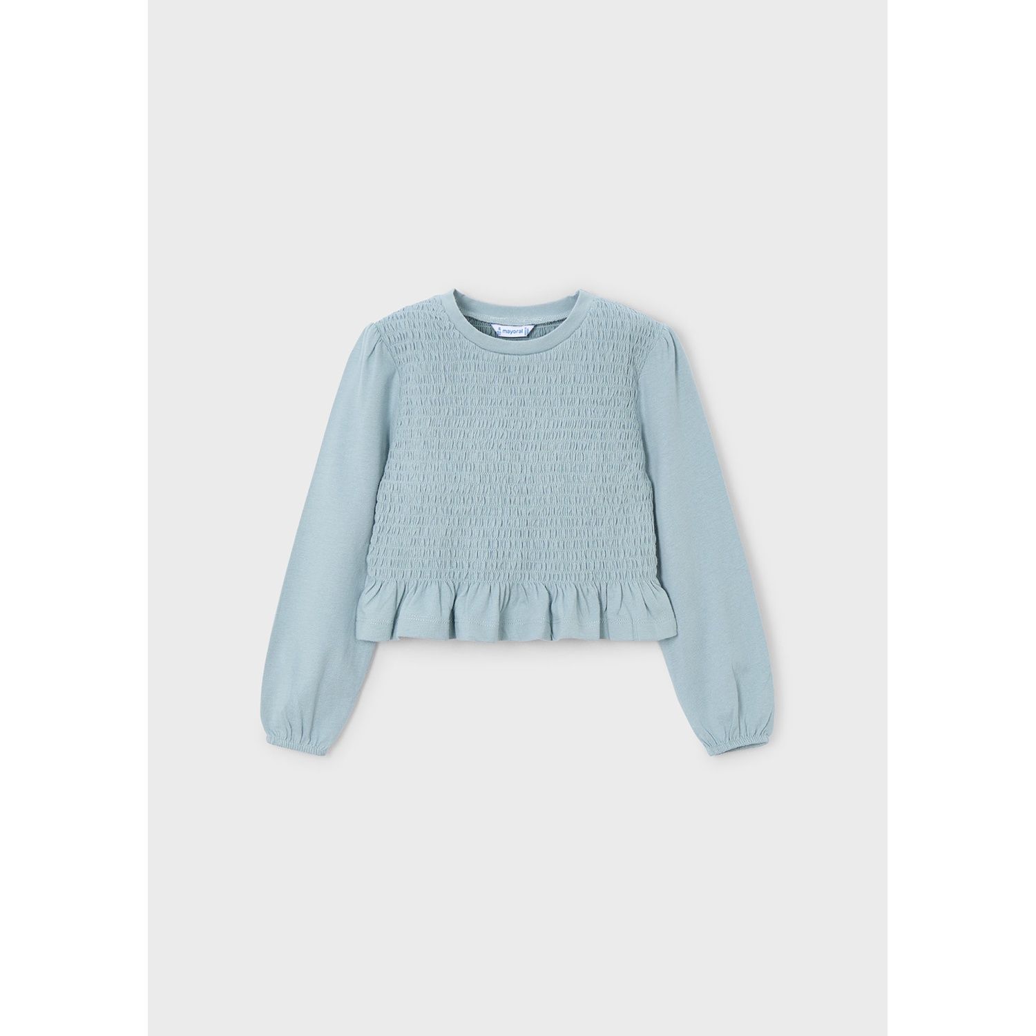 LAKE GREEN TSHIRT SMOCKED BODICE LONG SLEEVE / 4007-089