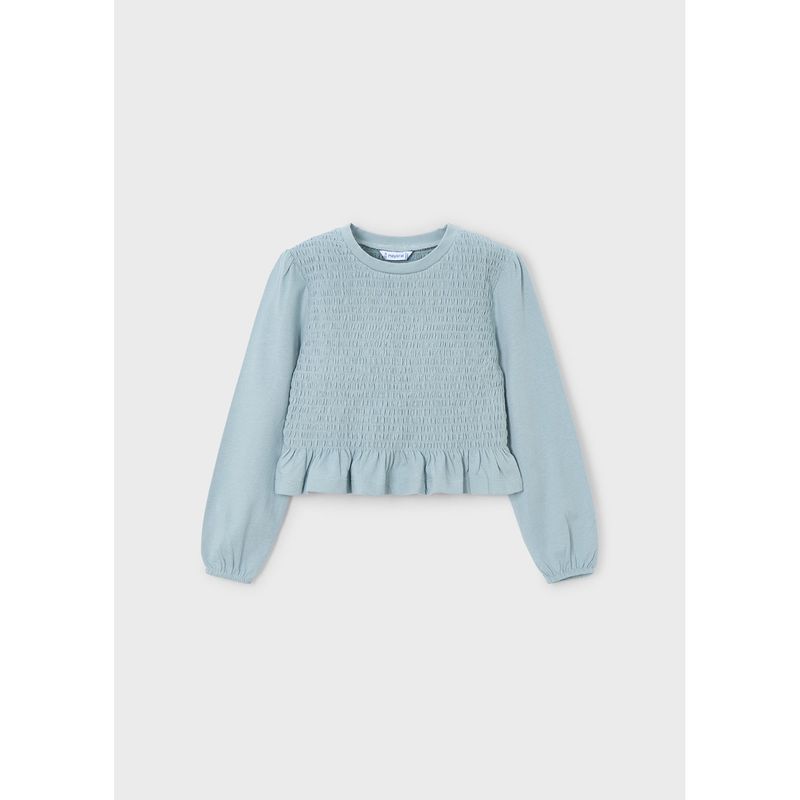 LAKE GREEN TSHIRT SMOCKED BODICE LONG SLEEVE / 4007-089