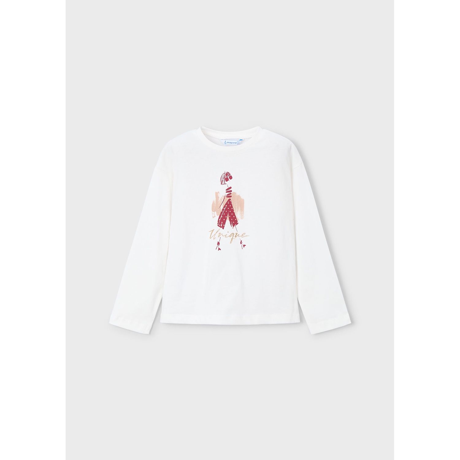 CREAM TSHIRT RED GIRL PRINT / 4010-073