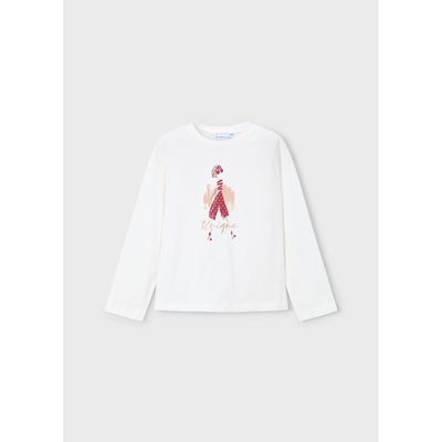 CREAM TSHIRT RED GIRL PRINT / 4010-073