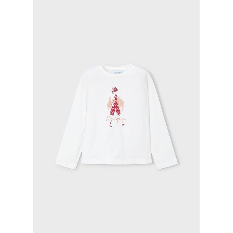 CREAM TSHIRT RED GIRL PRINT / 4010-073