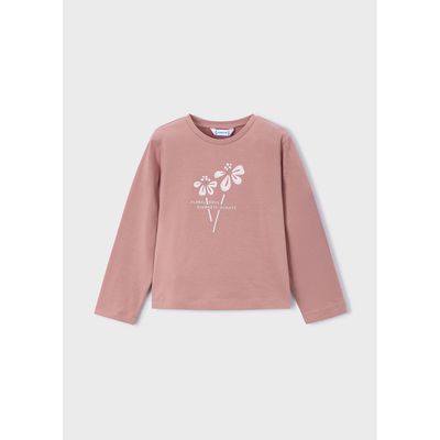 PINK TSHIRT BASIC WHT FLOWER EMBRODIERY / 178-012