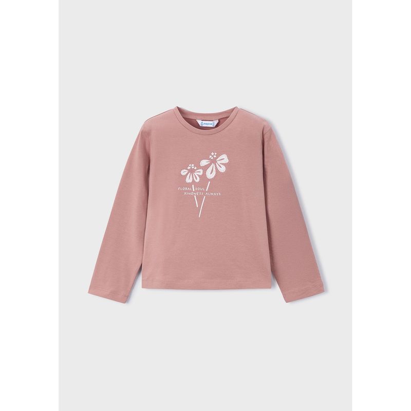 PINK TSHIRT BASIC WHT FLOWER EMBRODIERY / 178-012