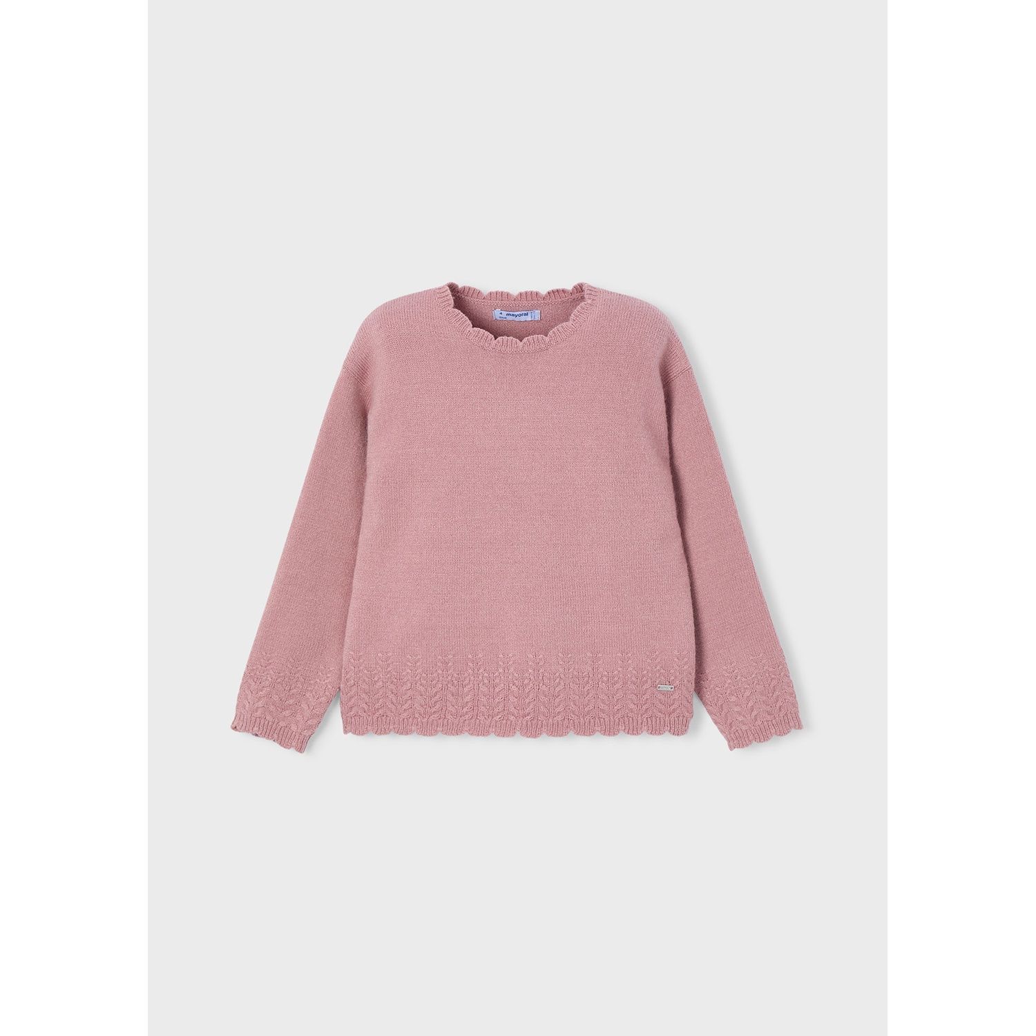 PINK KNITED SWEATER SMOOTH FINISH SCALLOPED EDGE / 4302-052 PINK KNITED SWEATER SMOOTH FINISH SCALLOPED EDGE / 4302-052