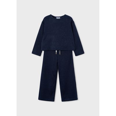 2PC NAVY KNIT PANT SET / 4584-097