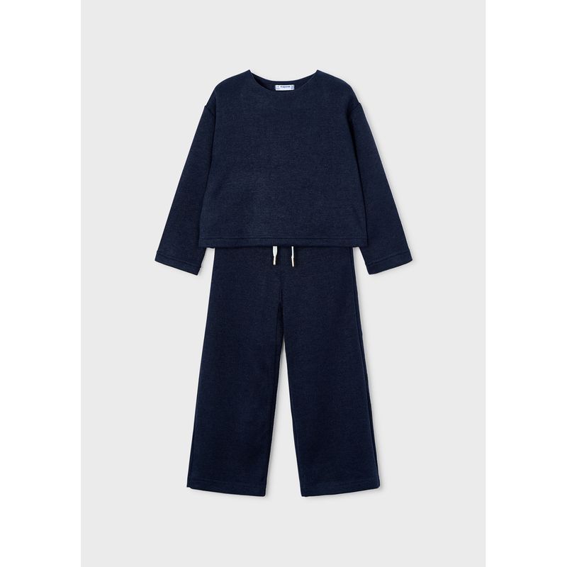 2PC NAVY KNIT PANT SET / 4584-097