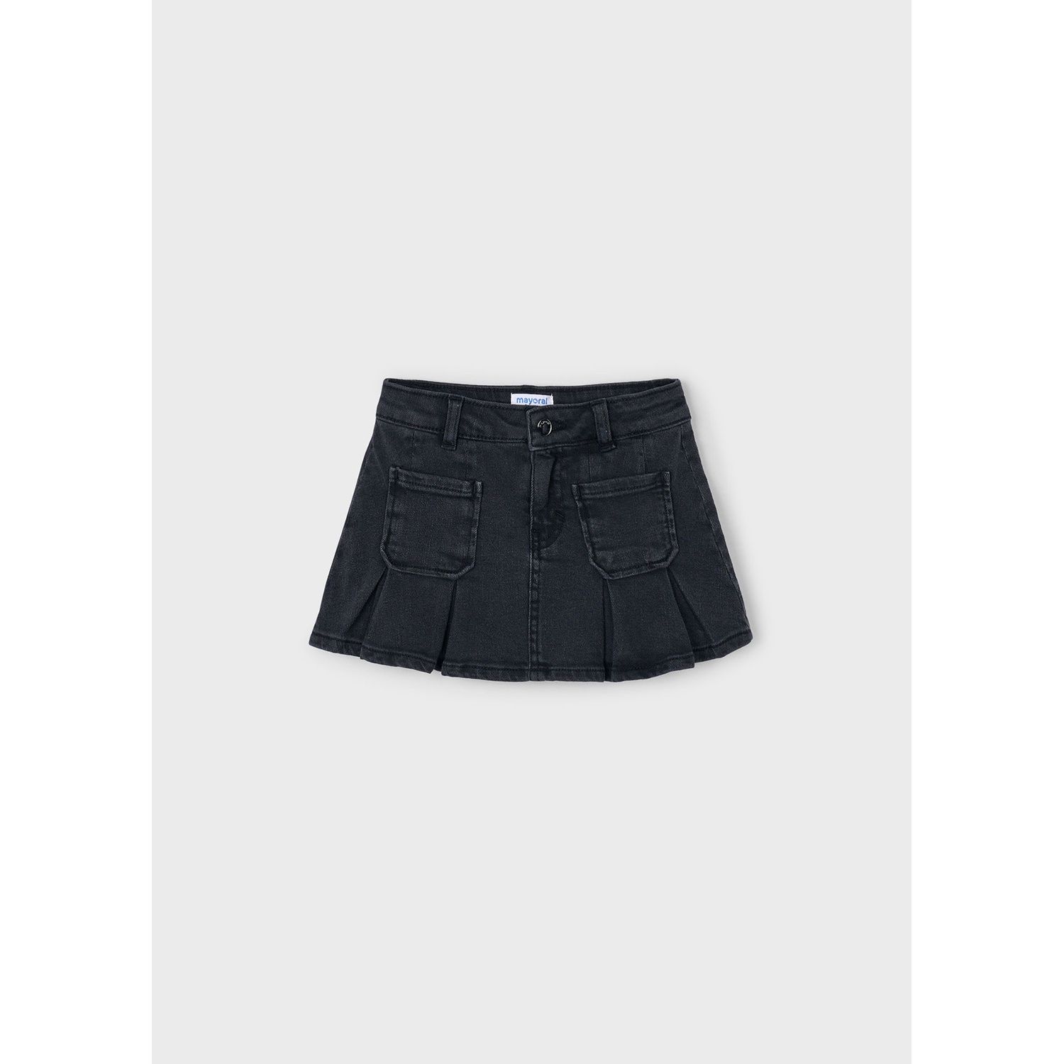 GREY BLACK DENIM SKIRT 2 POCKETS / 4901-033