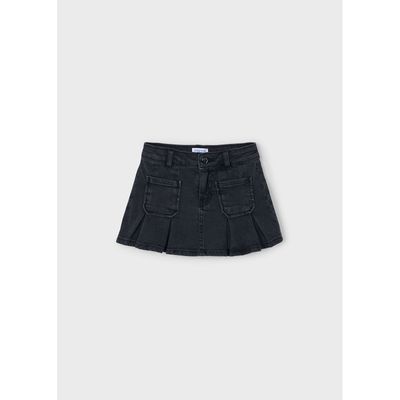 GREY BLACK DENIM SKIRT 2 POCKETS / 4901-033
