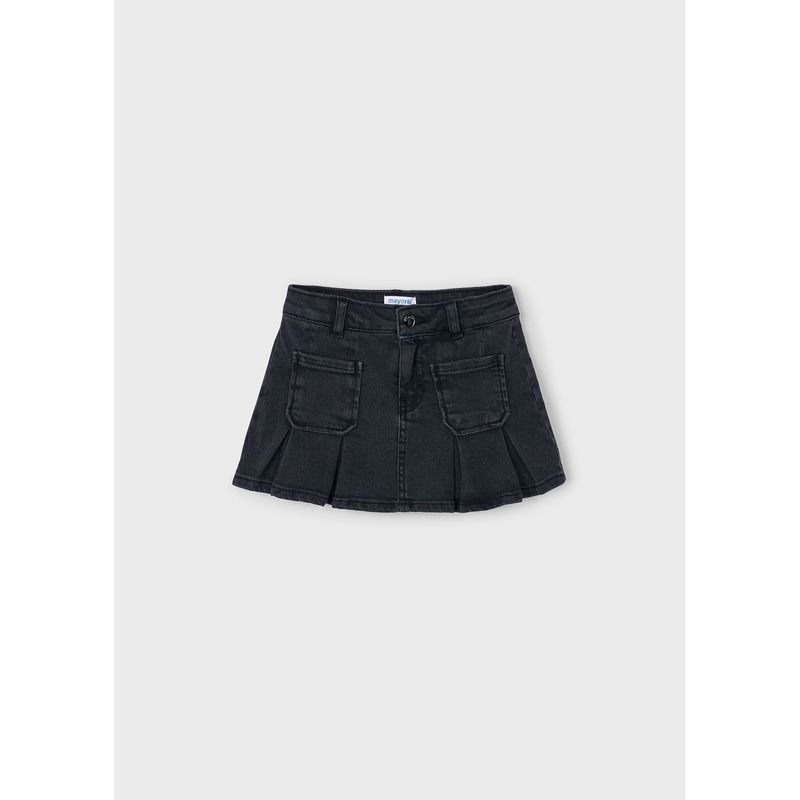 GREY BLACK DENIM SKIRT 2 POCKETS / 4901-033