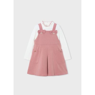 2PC PINK & CREAM PINAFORE DRESS 2 POCKETS / 4914-022
