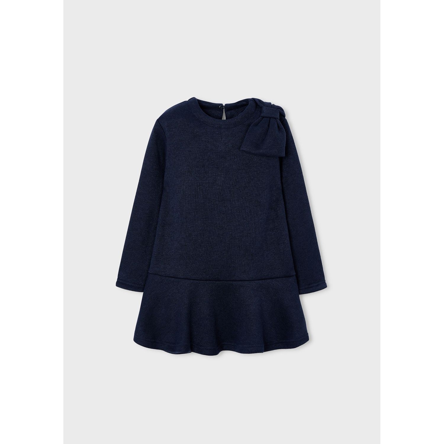 NAVY KNIT DRESS BOW TRIM / 4991-075