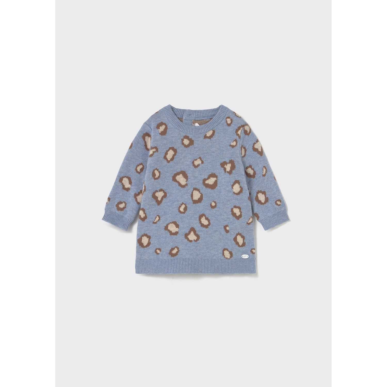 SKY BLUE KNIT DRESS BROWN PRINT / 2806-035