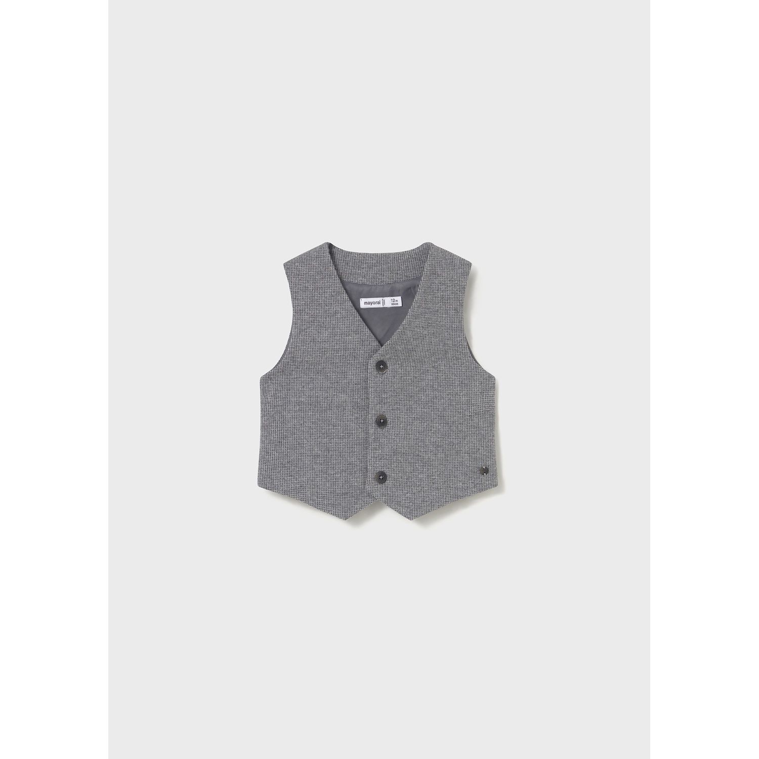 GREY VEST SMALL CHECK 3 BUTTON CLOSURE / 2349-014