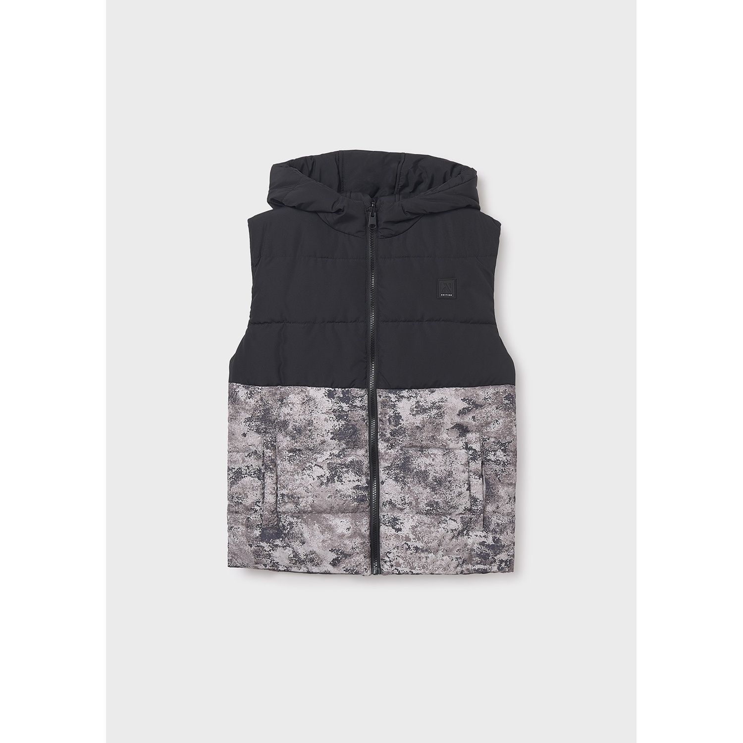 BLACK REVERSIBLE VEST HOODED QUILTED / 7306-068