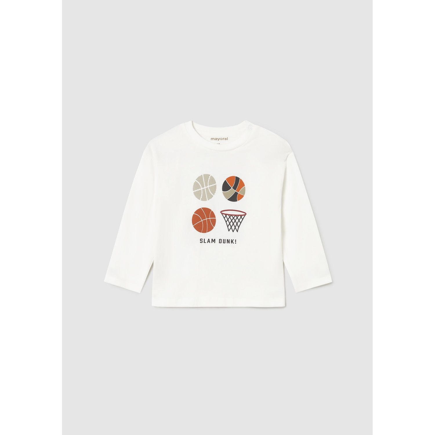 CREAM TSHIRT BASKET BALL PRINT LONG SLEEVE / 2060-091