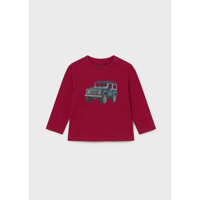 RED TSHIRT CAR PRINT LONG SLEEVE / 2066-027
