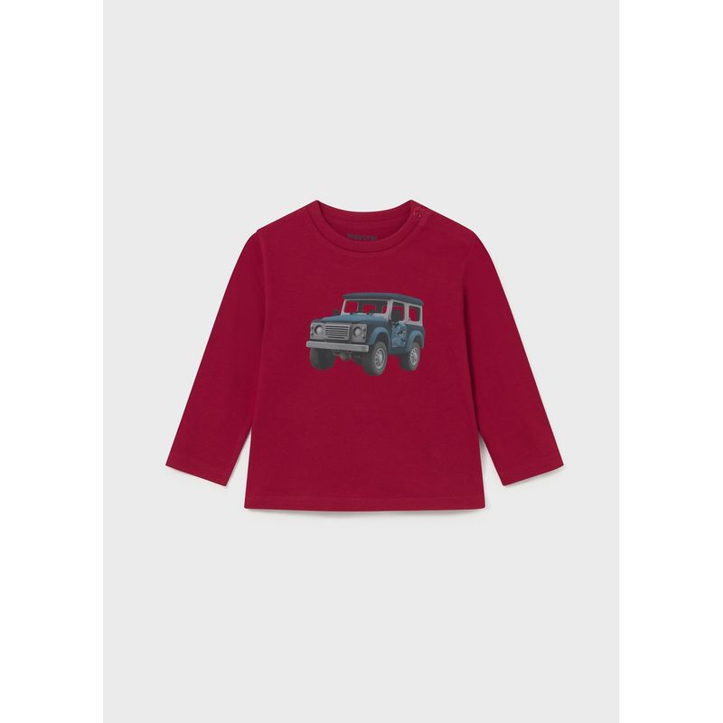 RED TSHIRT CAR PRINT LONG SLEEVE / 2066-027