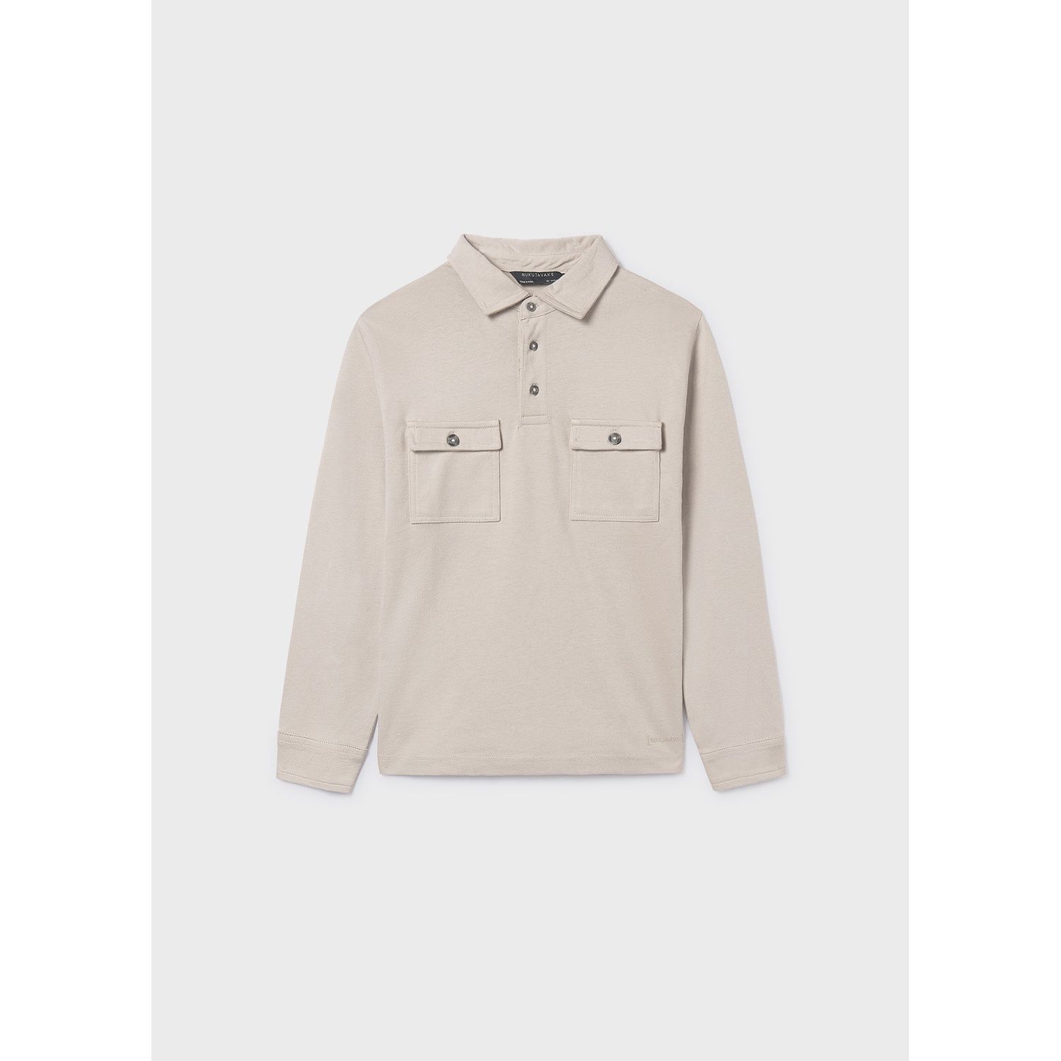 BEIGE POLO TOP 2 POCKETS BUTTON SLEEVE / 7103-064