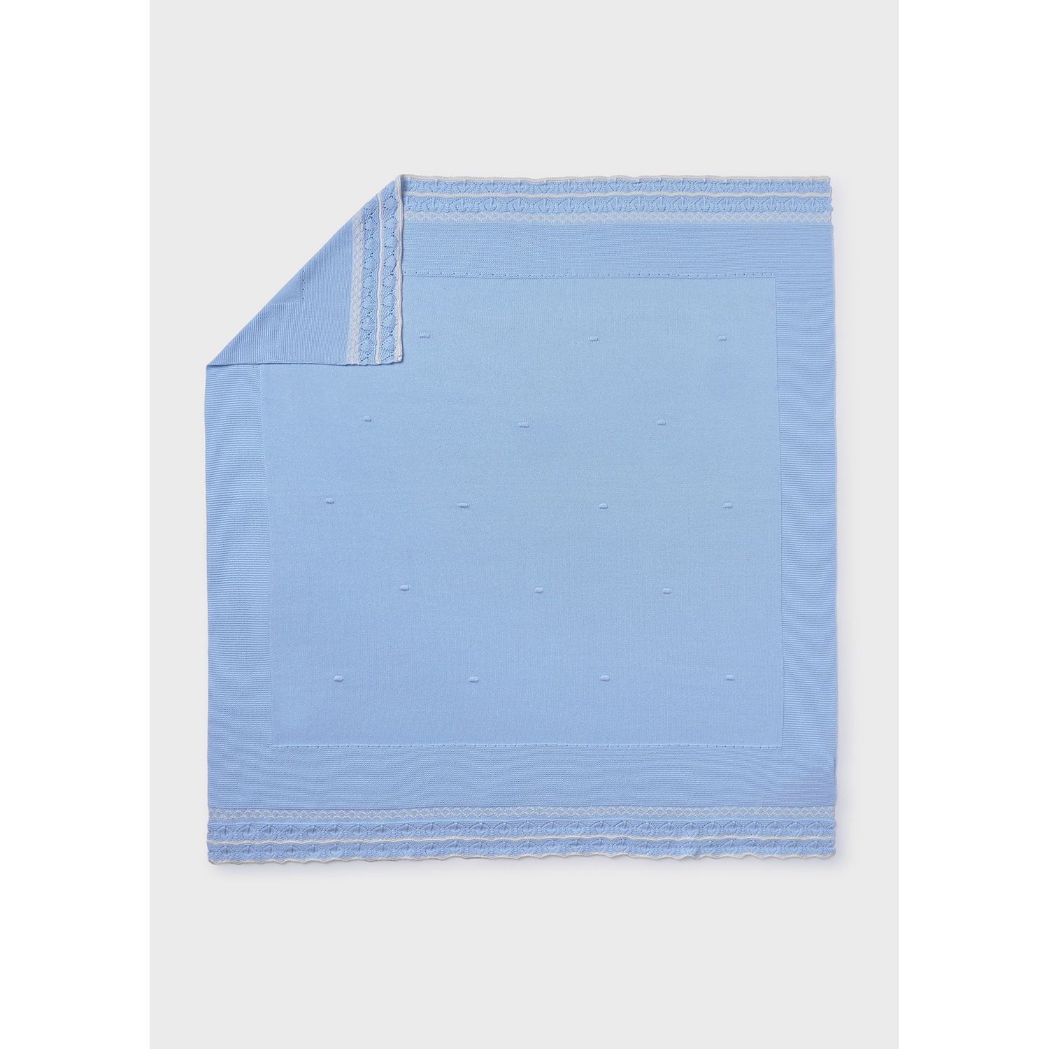 SKY BLUE COTTON BLANKET WHT TRIM / 9940-022