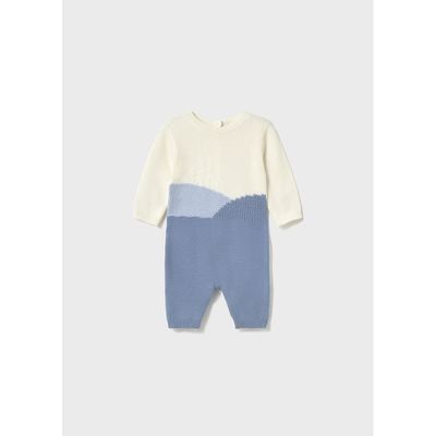 CREAM& BLUE KNIT ROMPER / 2611-017 CREAM& BLUE KNIT ROMPER / 2611-017