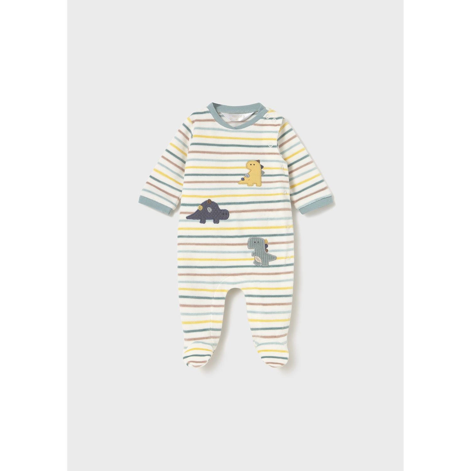 CREAM MCL STRIPED SLEEPER VELOUR SIDECLOSURE ANIMAL APPLIQUE / 2718-049