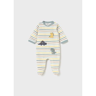 CREAM MCL STRIPED SLEEPER VELOUR SIDECLOSURE ANIMAL APPLIQUE / 2718-049