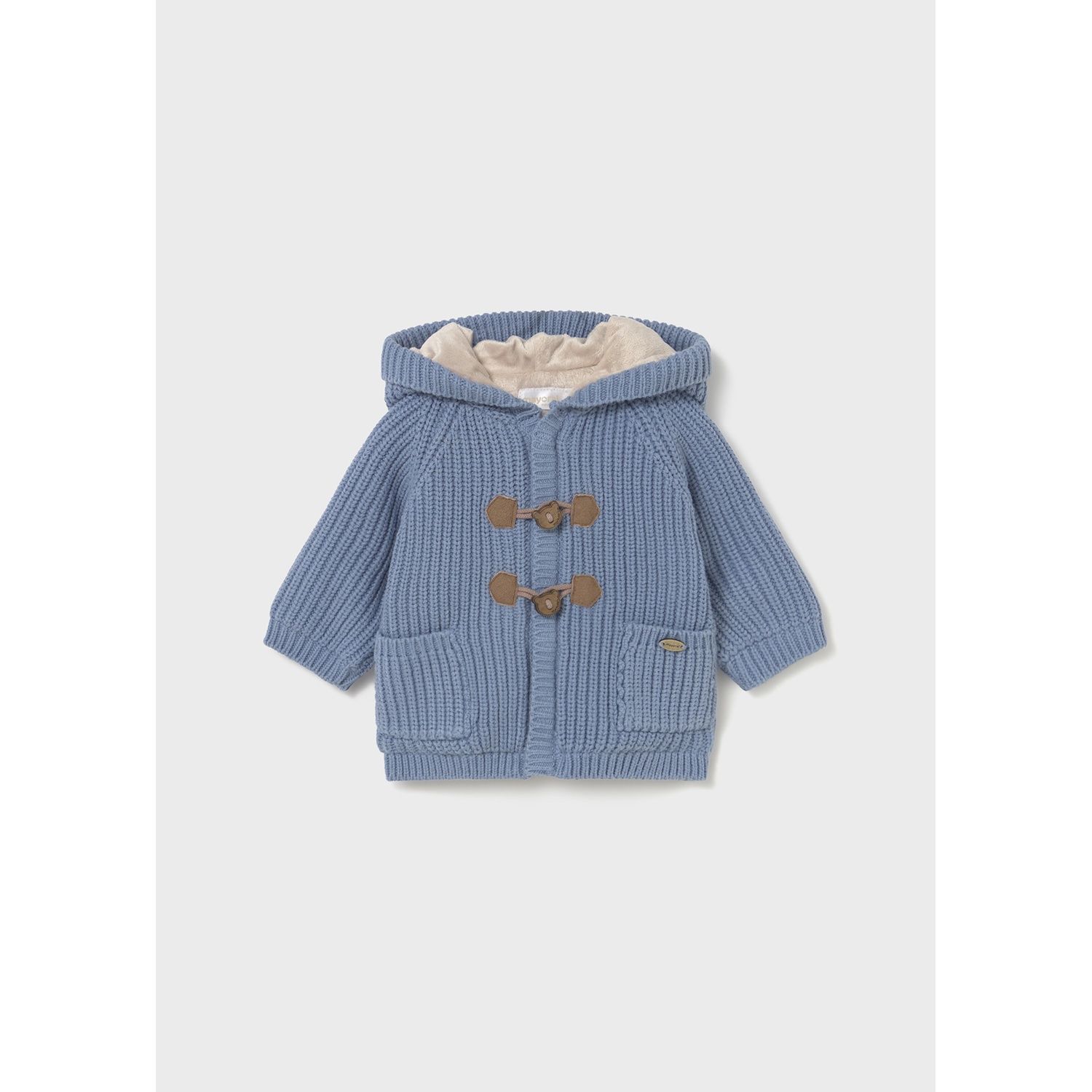 CLOUD BLUE KNIT CARDIGAN HOODED VELOUR LINING / 2330-034