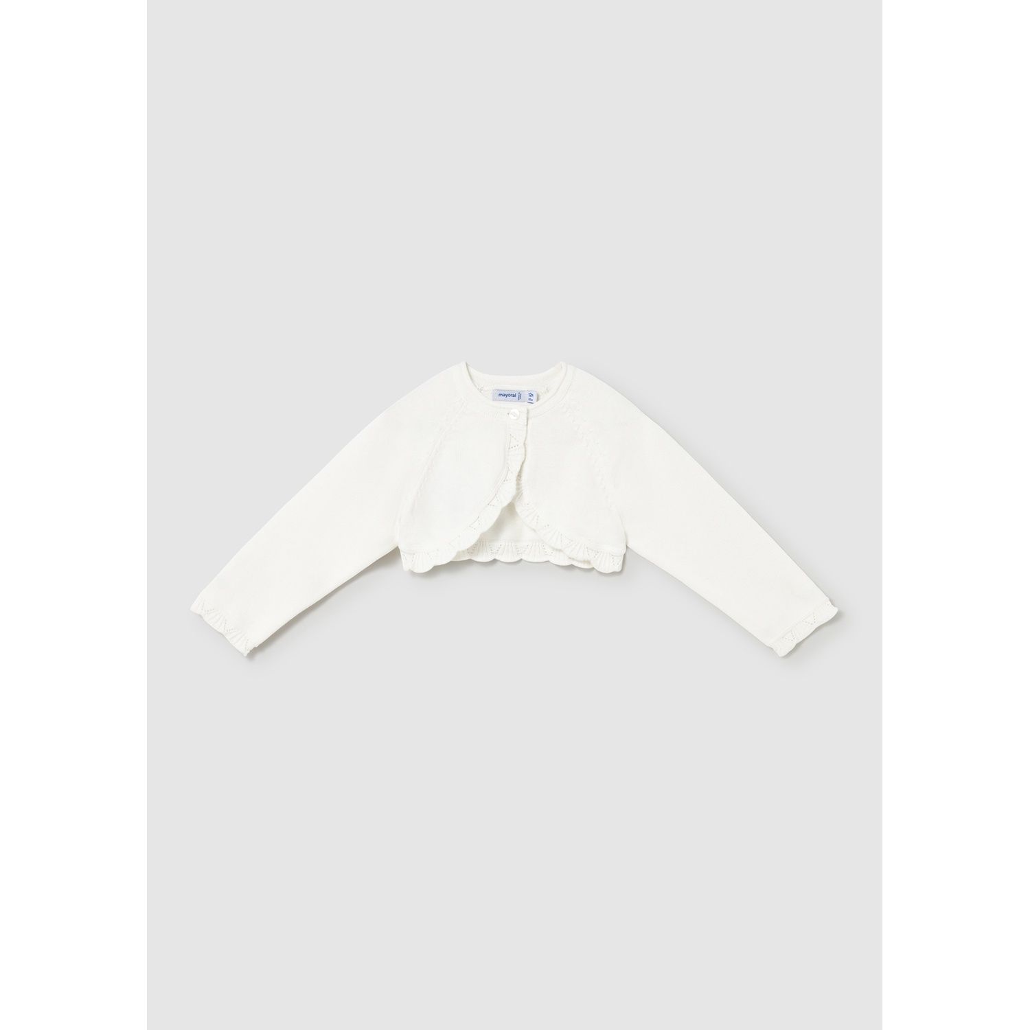 OFF WHITE BOLERO CARDIGAN SCALOPED EDGING / 308-073