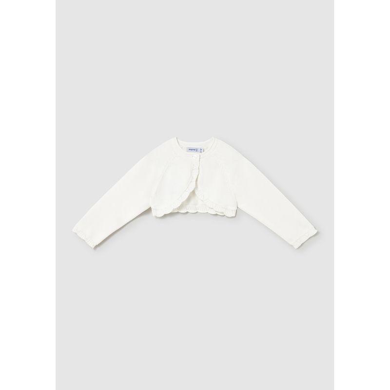 OFF WHITE BOLERO CARDIGAN SCALOPED EDGING / 308-073
