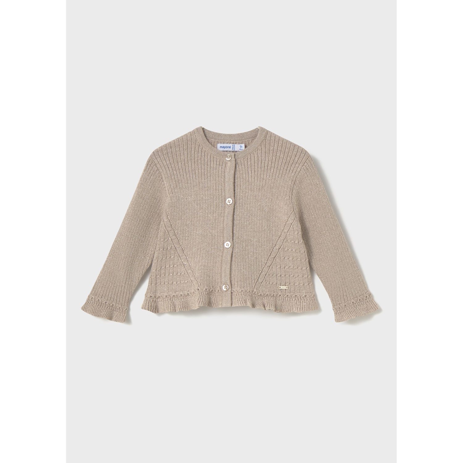 TAN KNIT CARDIGAN FLOUNCE EDGING / 2358-033